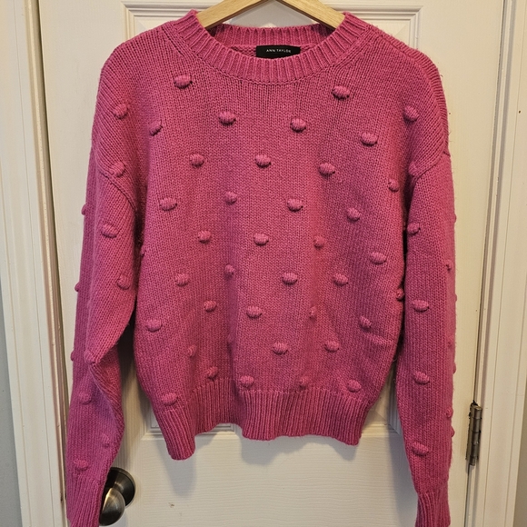 Ann Taylor Pink Textured Crew Neck Sweater - Picture 1 of 7